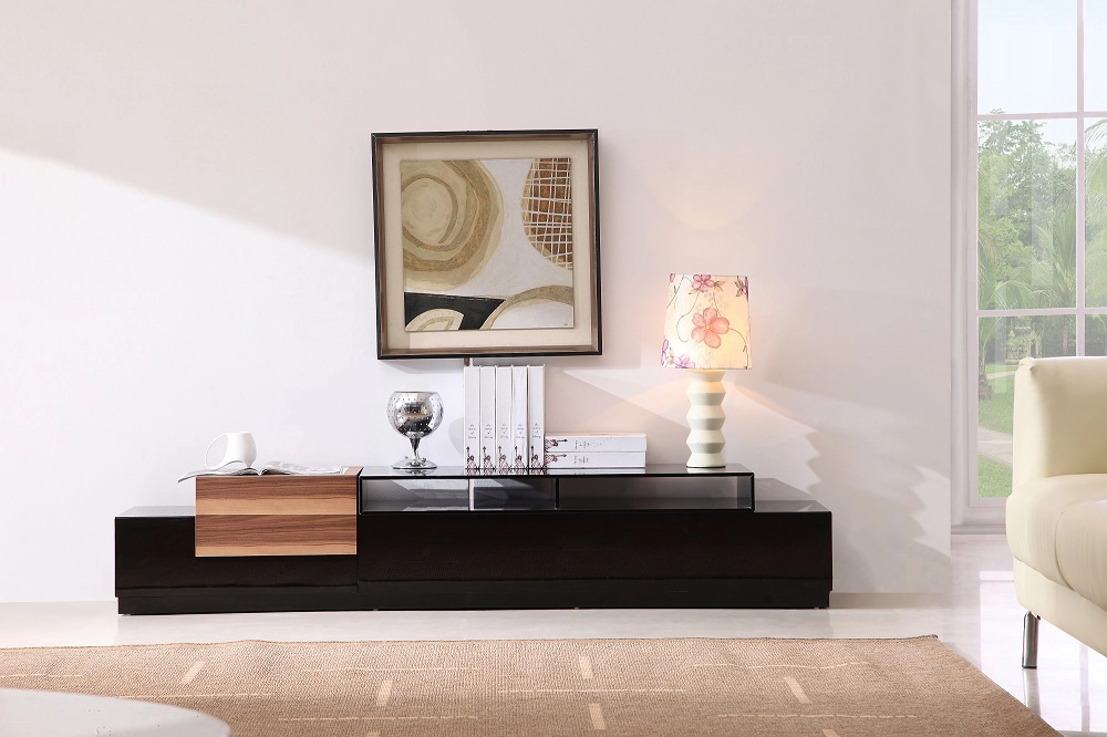 Tv072 Modern Black Walnut Tv Stand
