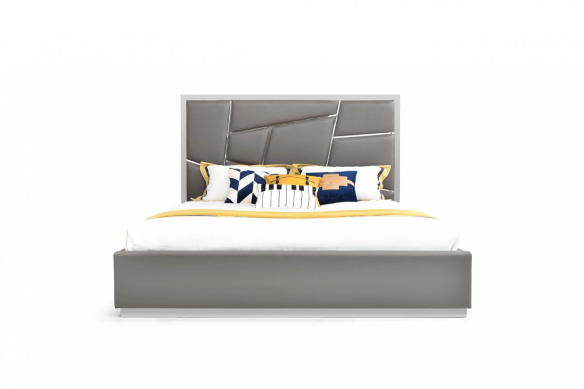 Chrysler Modern Grey Bonded King Leather Bed