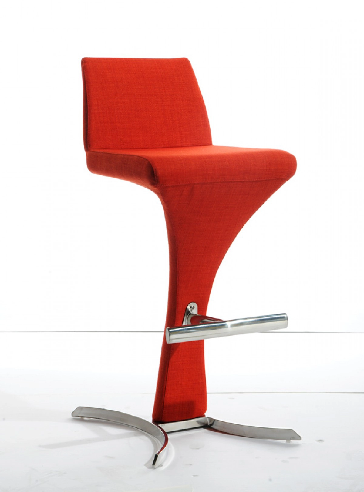 Ascella Modern Red - Orange Fabric Bar Stool