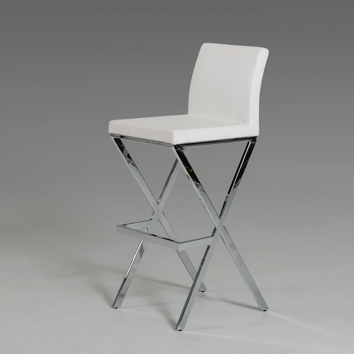 Dean - Modern White Leatherette Bar Stool (set Of 2)