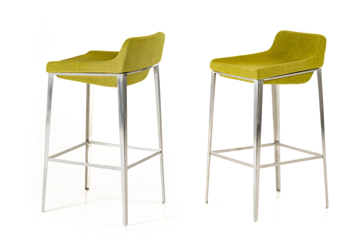 Adhil Modern Green Fabric Bar Stool