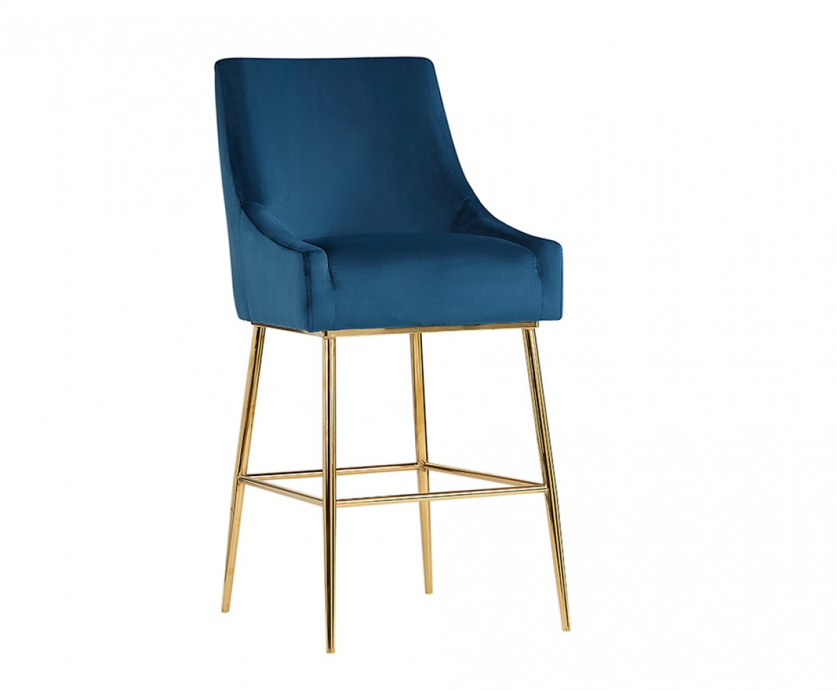 Gleason Modern Blue Velvet Bar Stool
