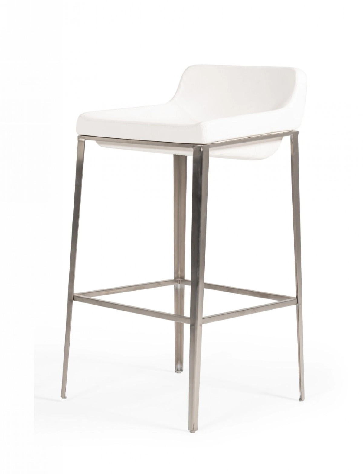 Adhil - Modern White Leatherette Bar Stool