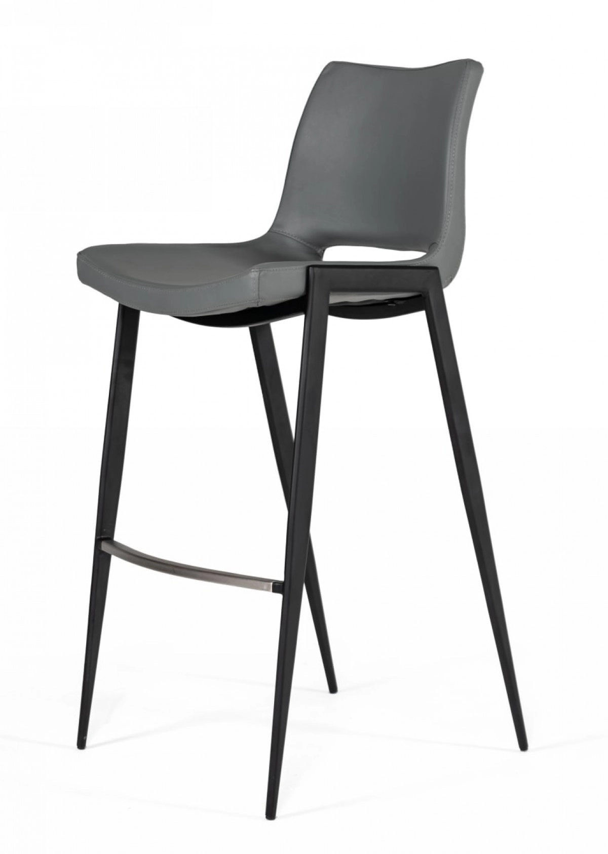 Bitely - Modern Gray Eco-leather Bar Stool (set Of 2)