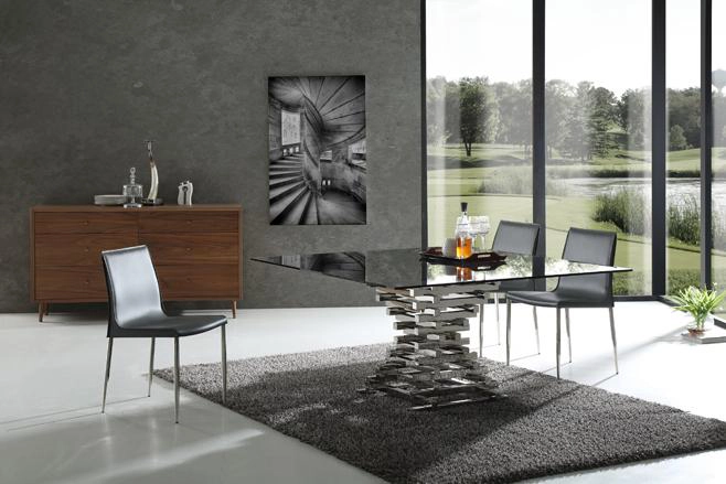 Ethan Contemporary Smoked Glass Square Dining Table