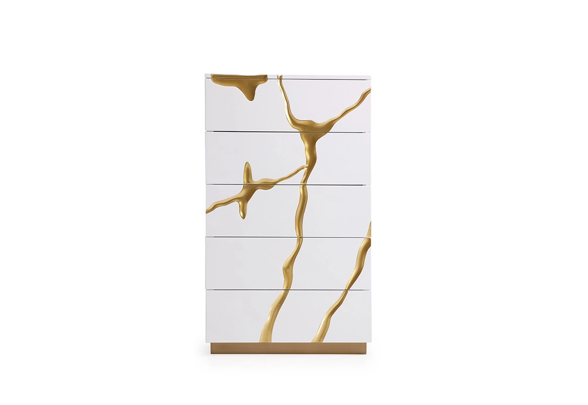 Aspen Modern White & Gold Chest