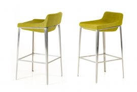 Adhil Modern Green Fabric Bar Stool