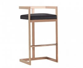Halifax Modern Black Leatherette & Rosegold Bar Stool