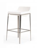 Adhil - Modern White Leatherette Bar Stool