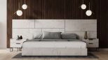 Marbella - King Italian Modern White Marble Bed With 2 Nightstands